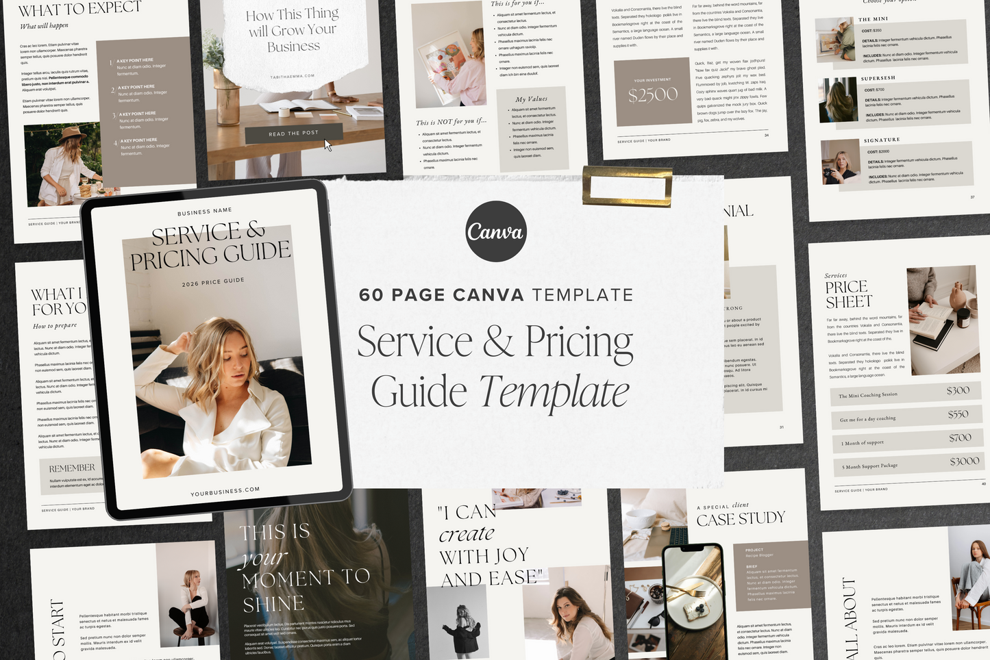 Service and Pricing Guide Canva template for coaches and freelancers | Editable 60 Pages (Digital Download)