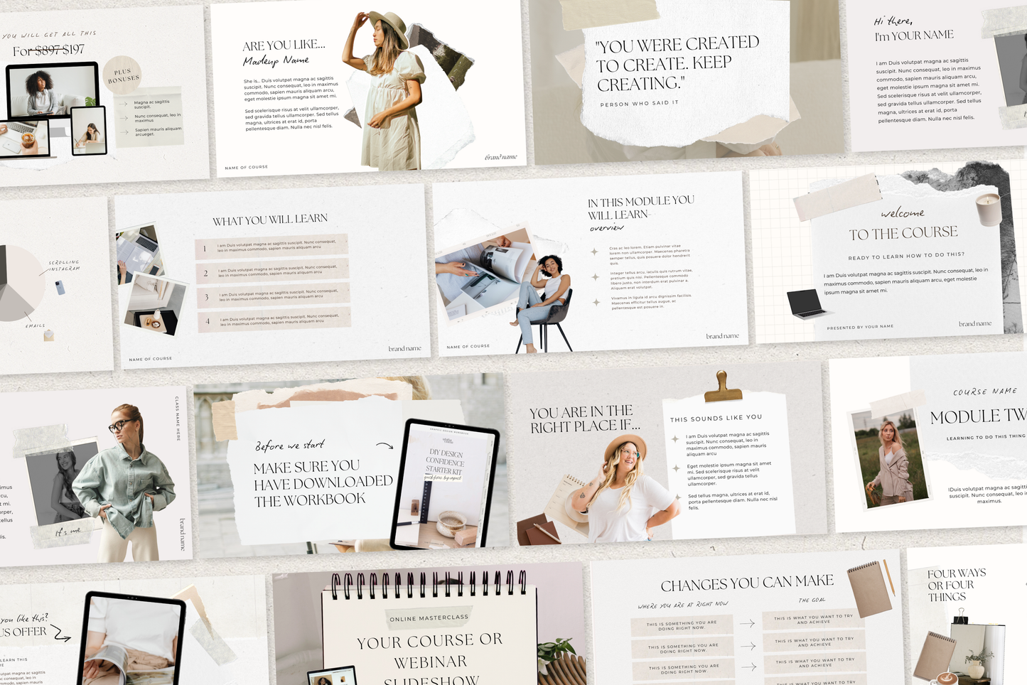 Course Presentation Slide Deck Scrapbook Collage 100 Slides for Canva and Powerpoint (digital Download)