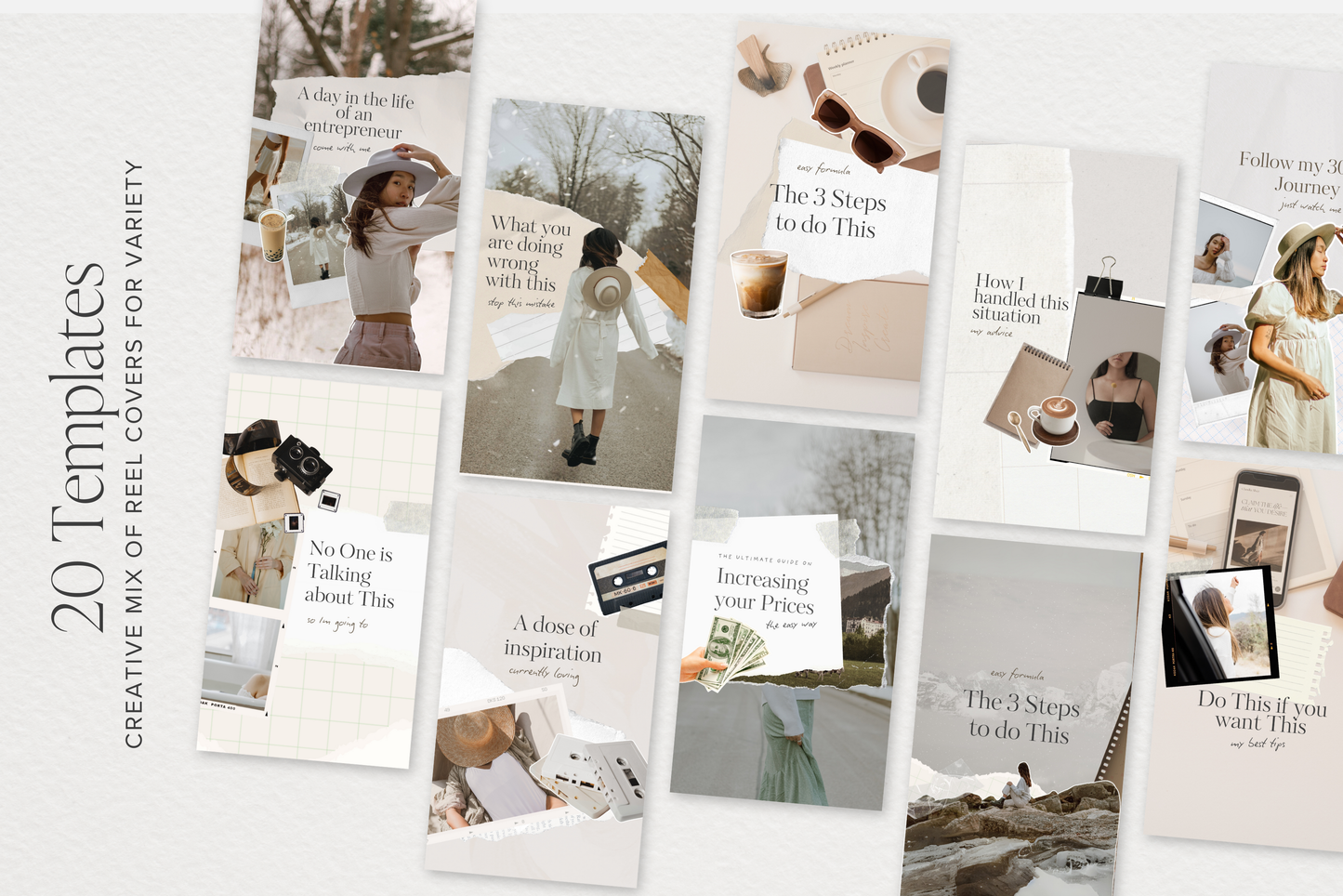 Aesthetic Collage Scrapbook Style Instagram Reel Cover Templates for Canva | Reels Cover Template, Instagram Canva, Instagram content | Digital Product