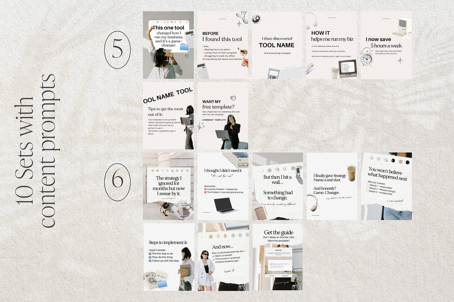 Instagram Carousel Templates for Small Business Canva Story Telling Social Media Posts collage scrapbook style | Digital Downloads