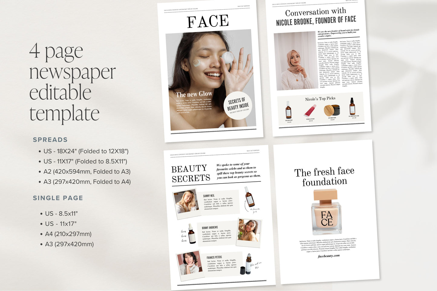 Canva Business Brand Newspaper Template, Editable Product Announcement, Custom Newspaper For Branding Photoshoot | Digital Download