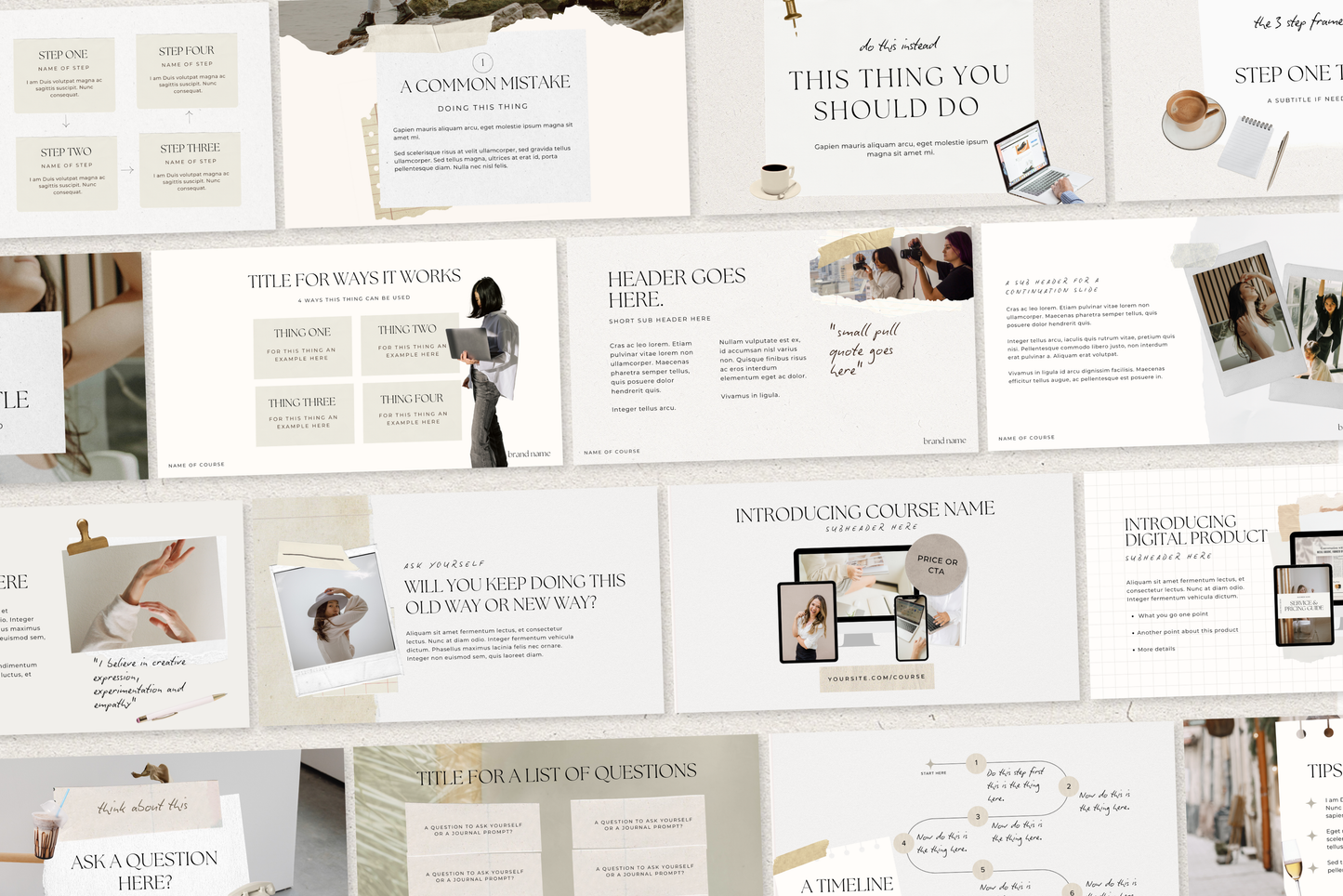 Course Presentation Slide Deck Scrapbook Collage 100 Slides for Canva and Powerpoint (digital Download)