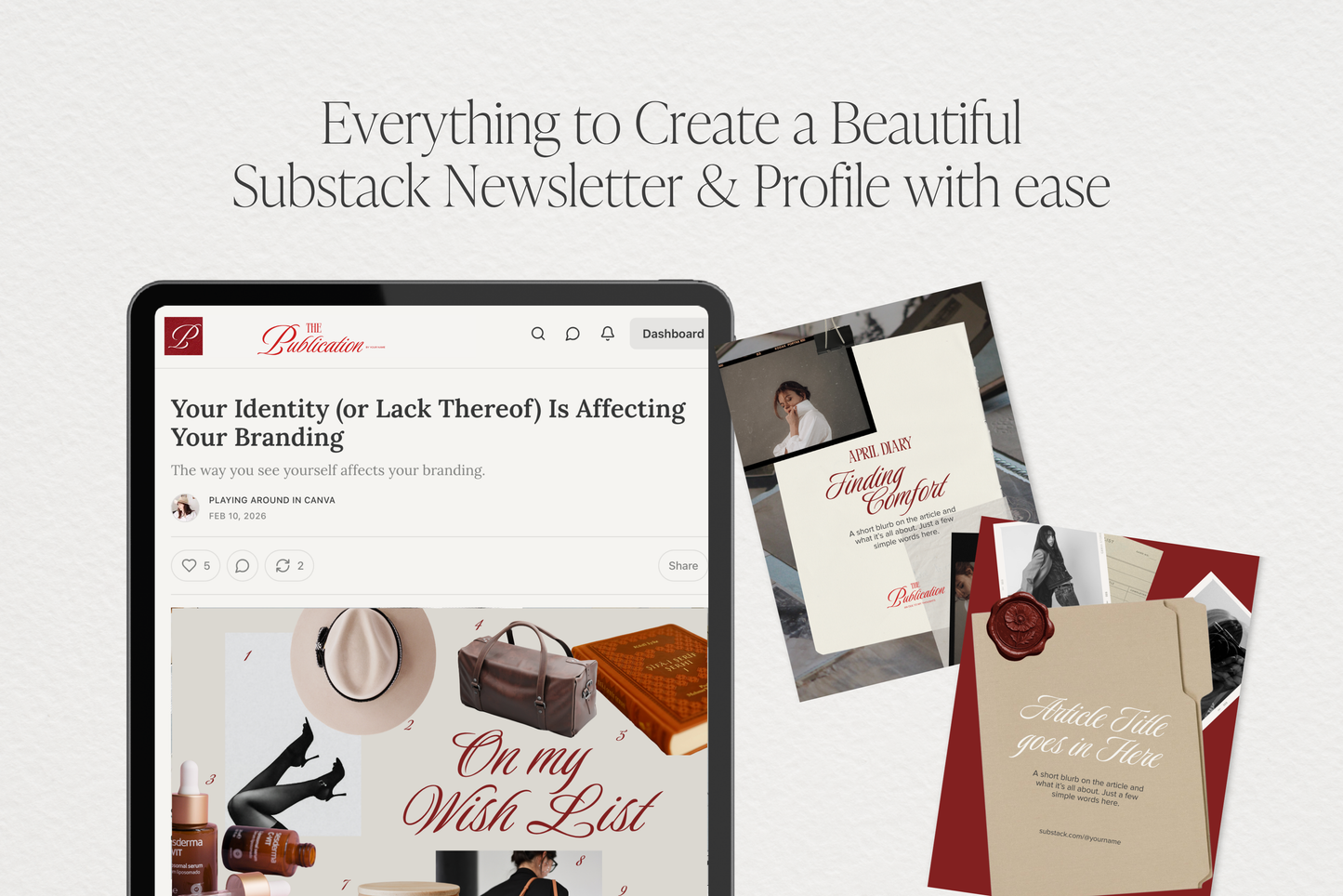 Substack Branding Kit Canva Templates - Editorial Newsletter Graphics Bundle and Branding Guide