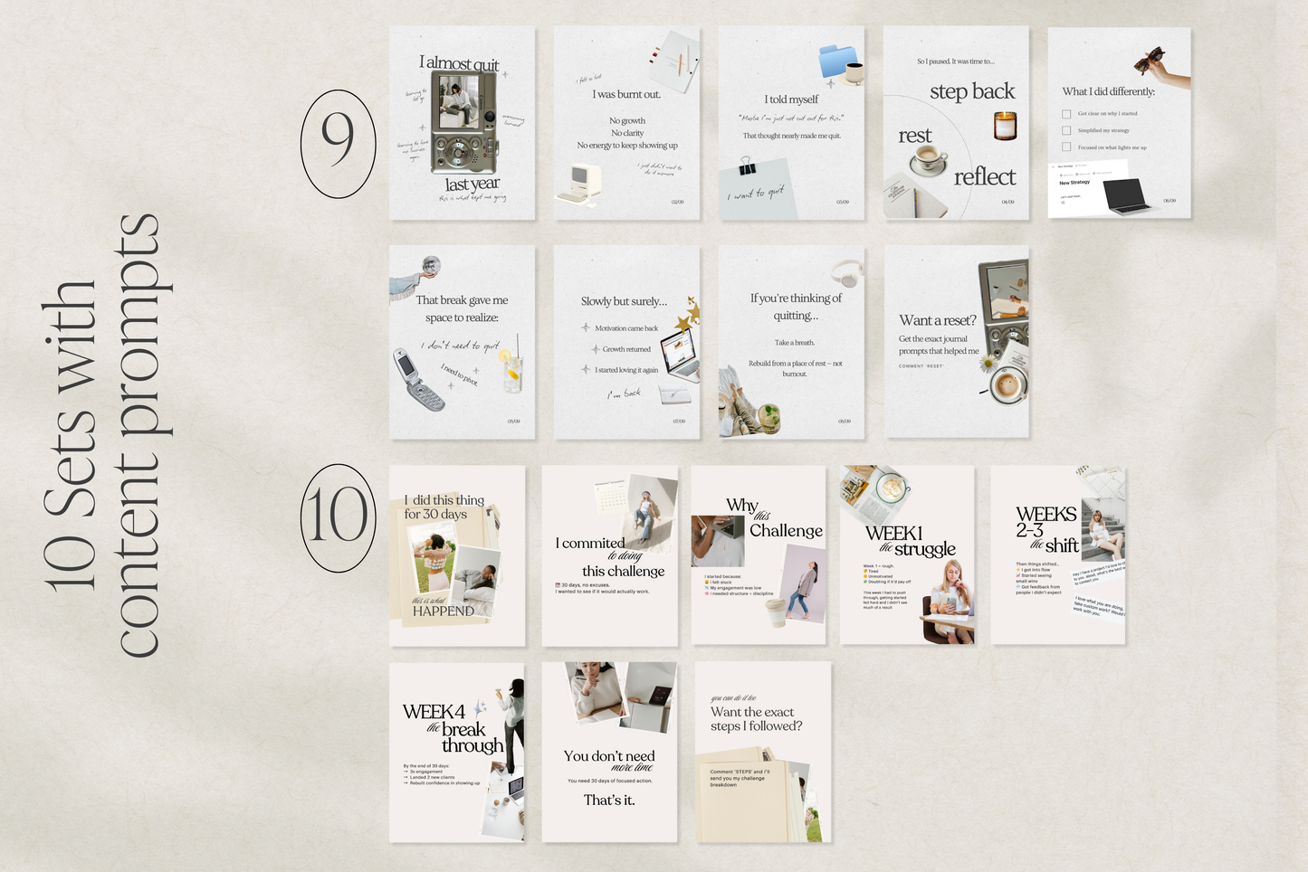 Instagram Carousel Templates for Small Business Canva Story Telling Social Media Posts collage scrapbook style | Digital Downloads
