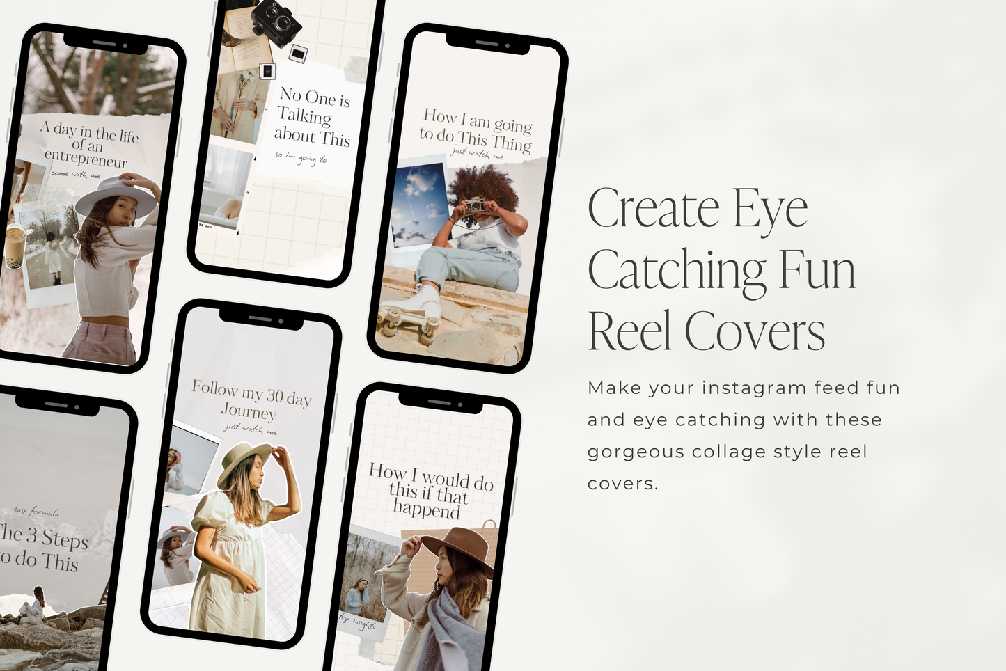 Aesthetic Collage Scrapbook Style Instagram Reel Cover Templates for Canva | Reels Cover Template, Instagram Canva, Instagram content | Digital Product