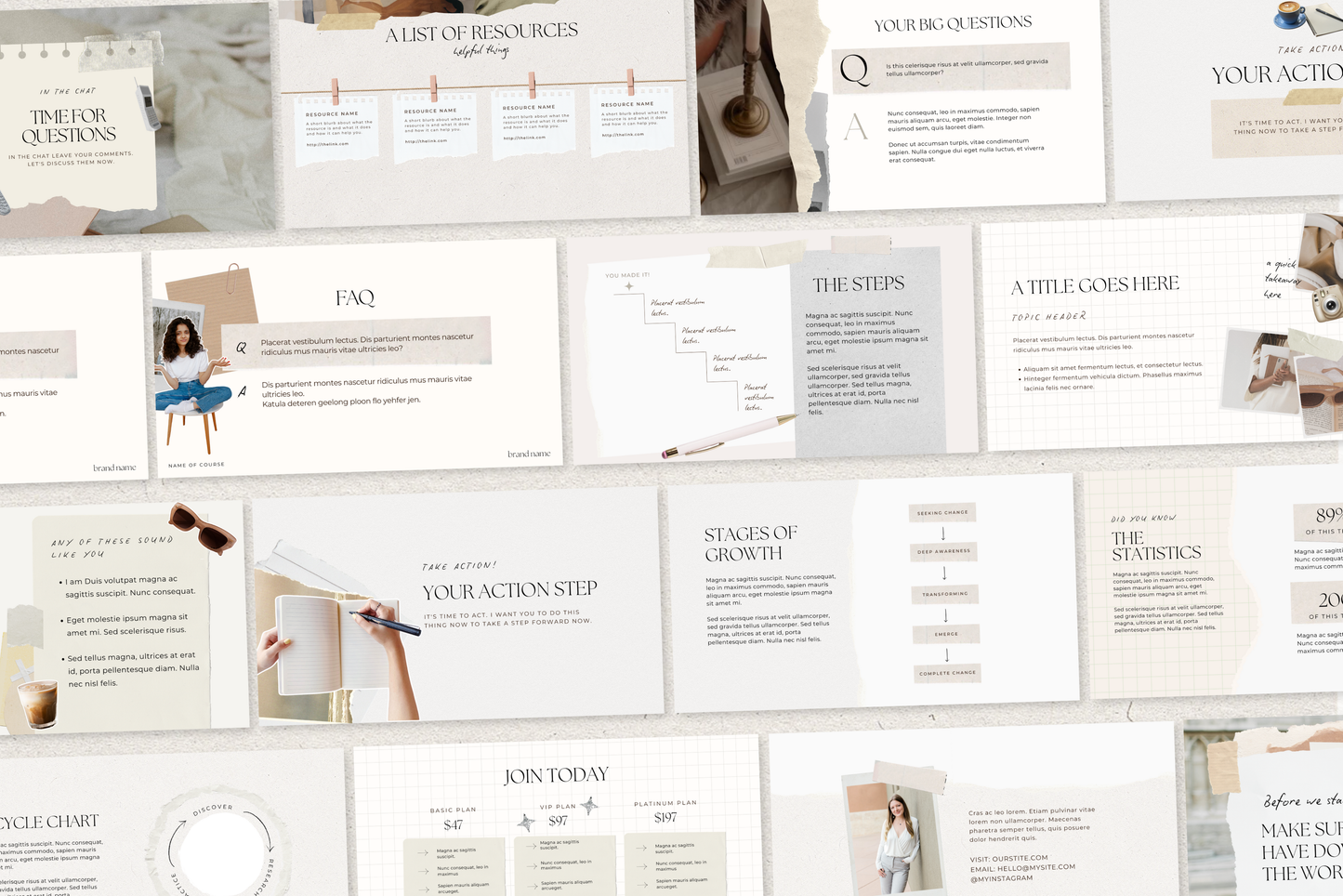 Course Presentation Slide Deck Scrapbook Collage 100 Slides for Canva and Powerpoint (digital Download)