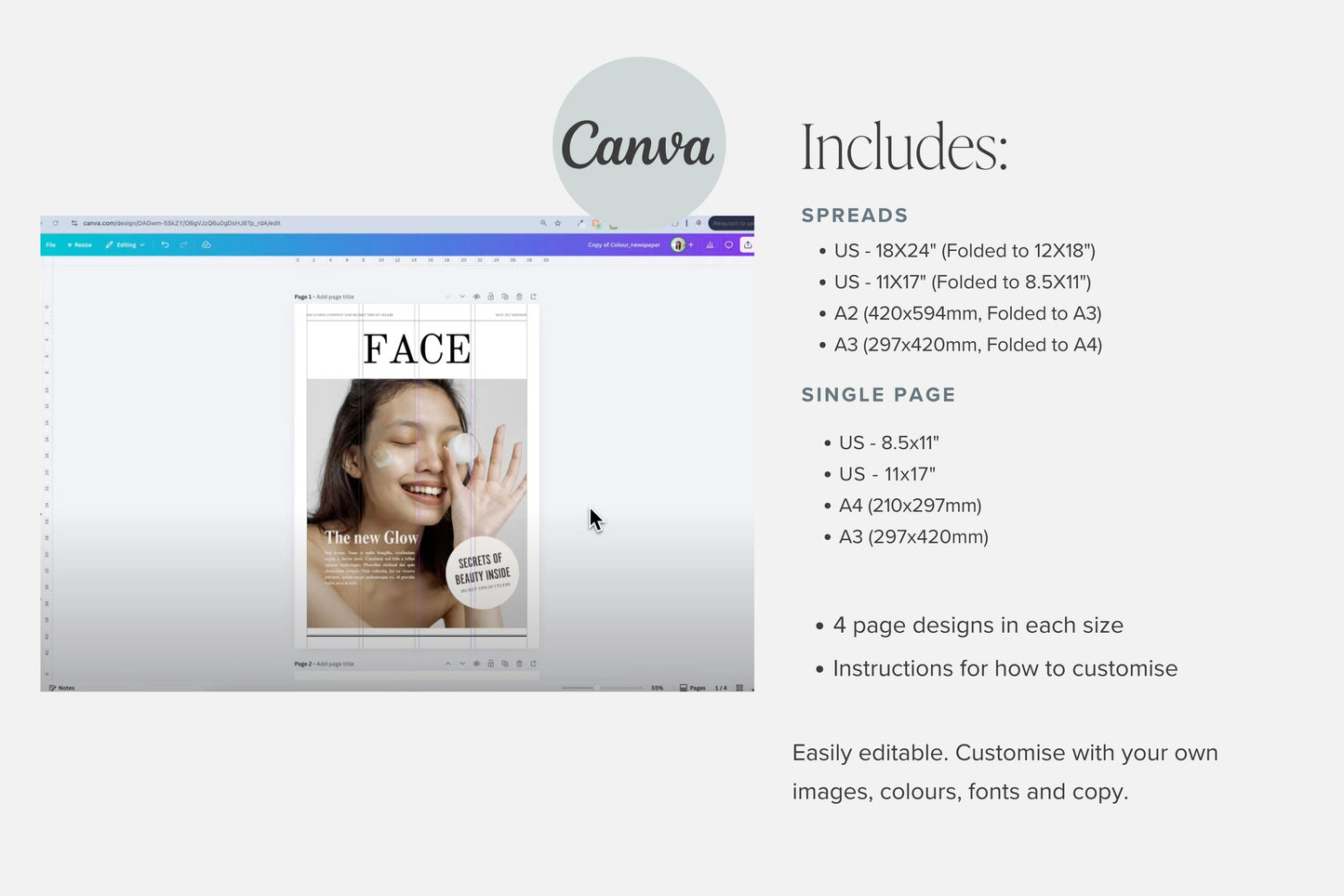 Canva Business Brand Newspaper Template, Editable Product Announcement, Custom Newspaper For Branding Photoshoot | Digital Download