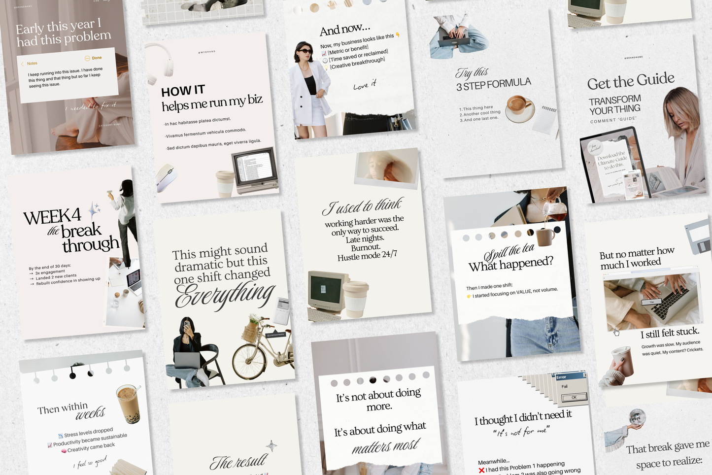 Instagram Carousel Templates for Small Business Canva Story Telling Social Media Posts collage scrapbook style | Digital Downloads