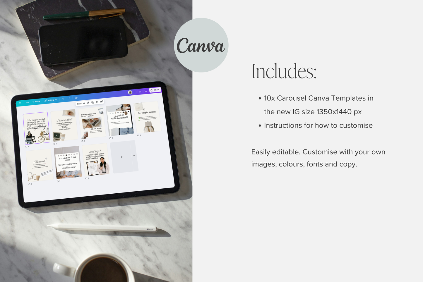 Instagram Carousel Templates for Small Business Canva Story Telling Social Media Posts collage scrapbook style | Digital Downloads