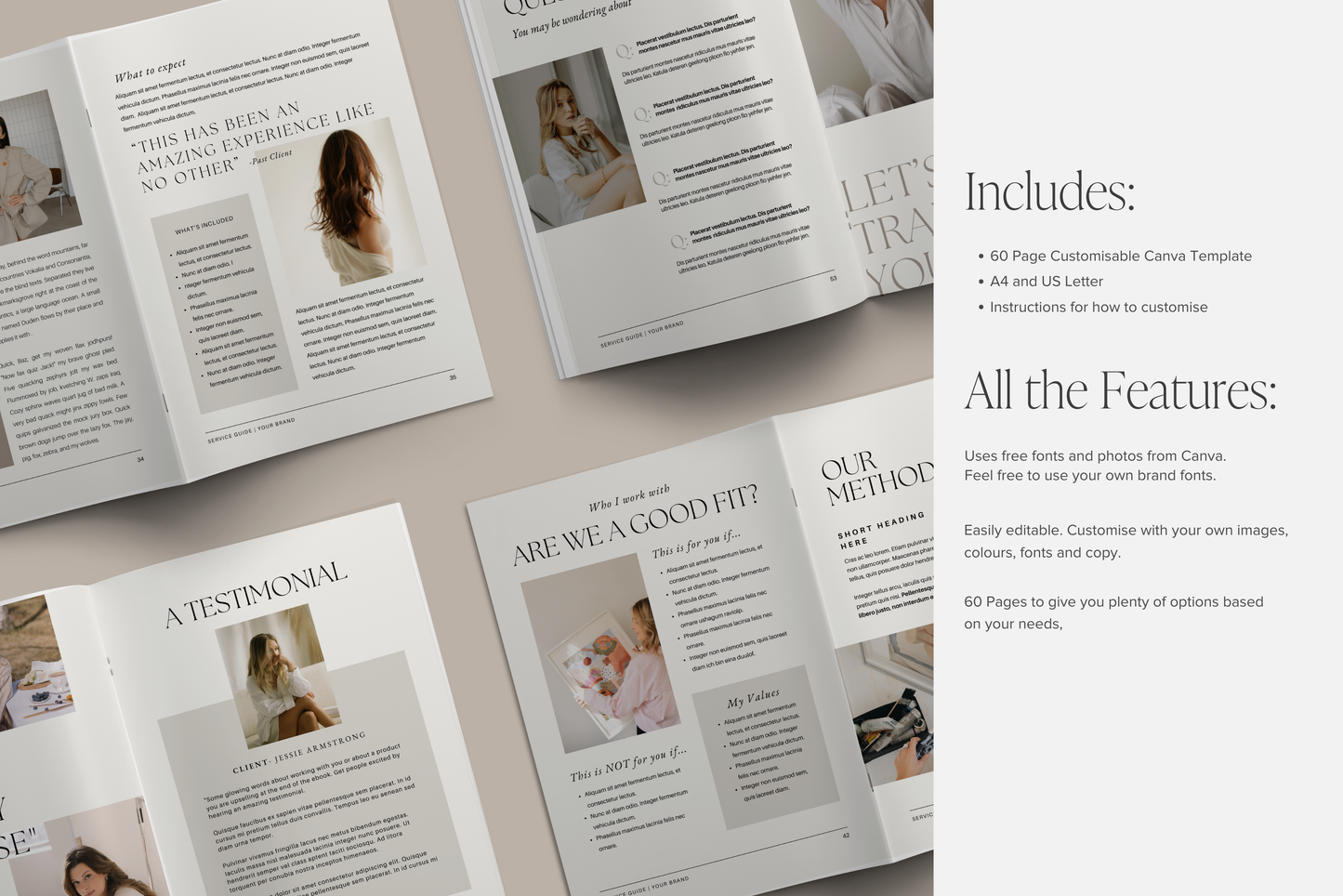 Service and Pricing Guide Canva template for coaches and freelancers | Editable 60 Pages (Digital Download)