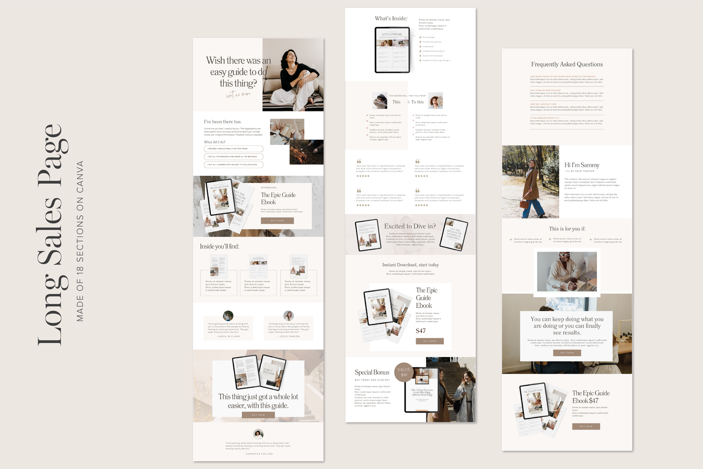 Ebook Sales Page Template Canva Website (Digital Download)