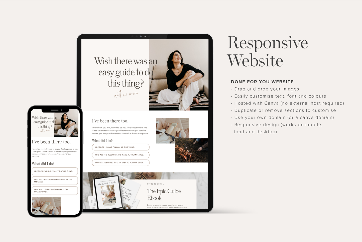Ebook Sales Page Template Canva Website (Digital Download)