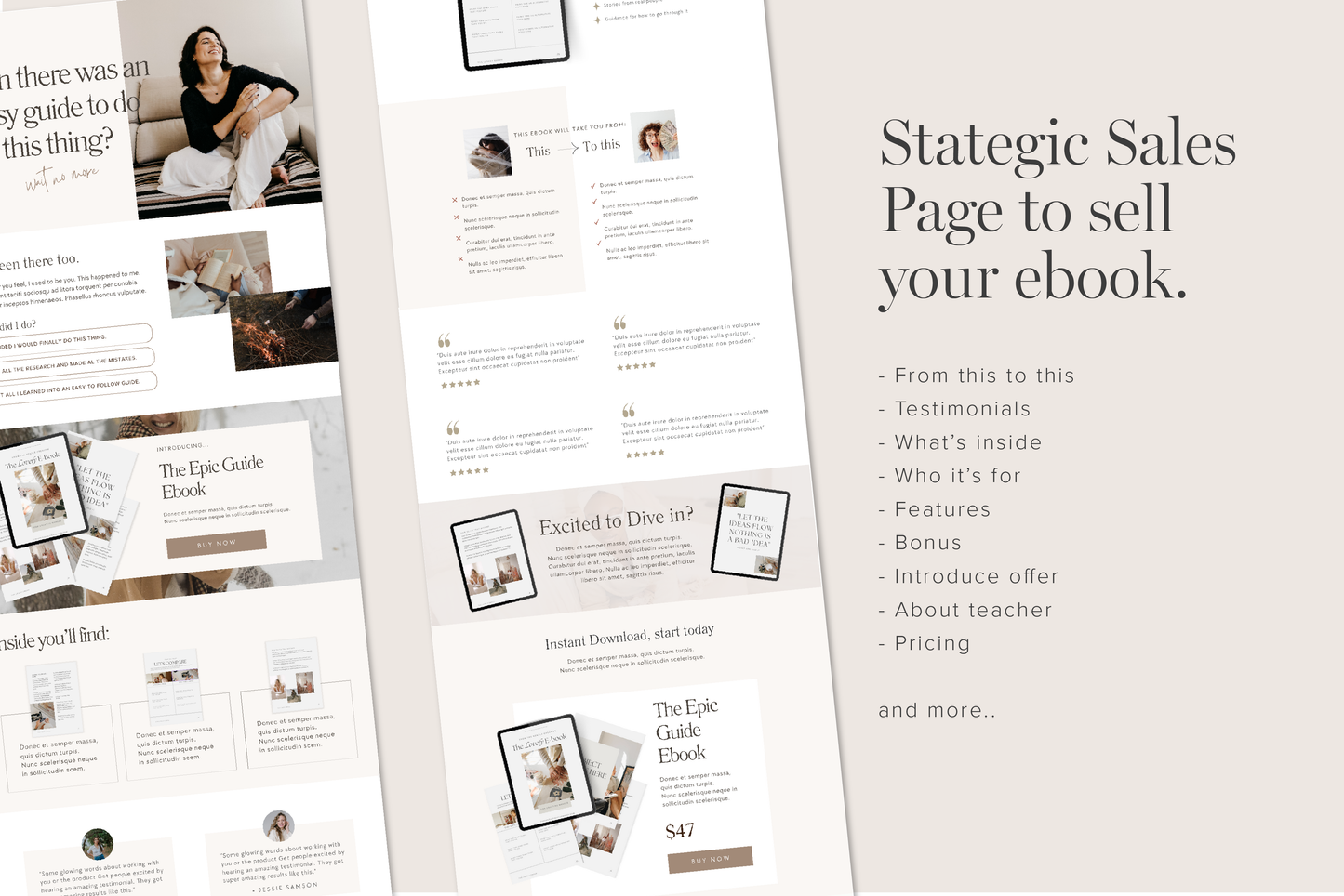 Ebook Sales Page Template Canva Website (Digital Download)
