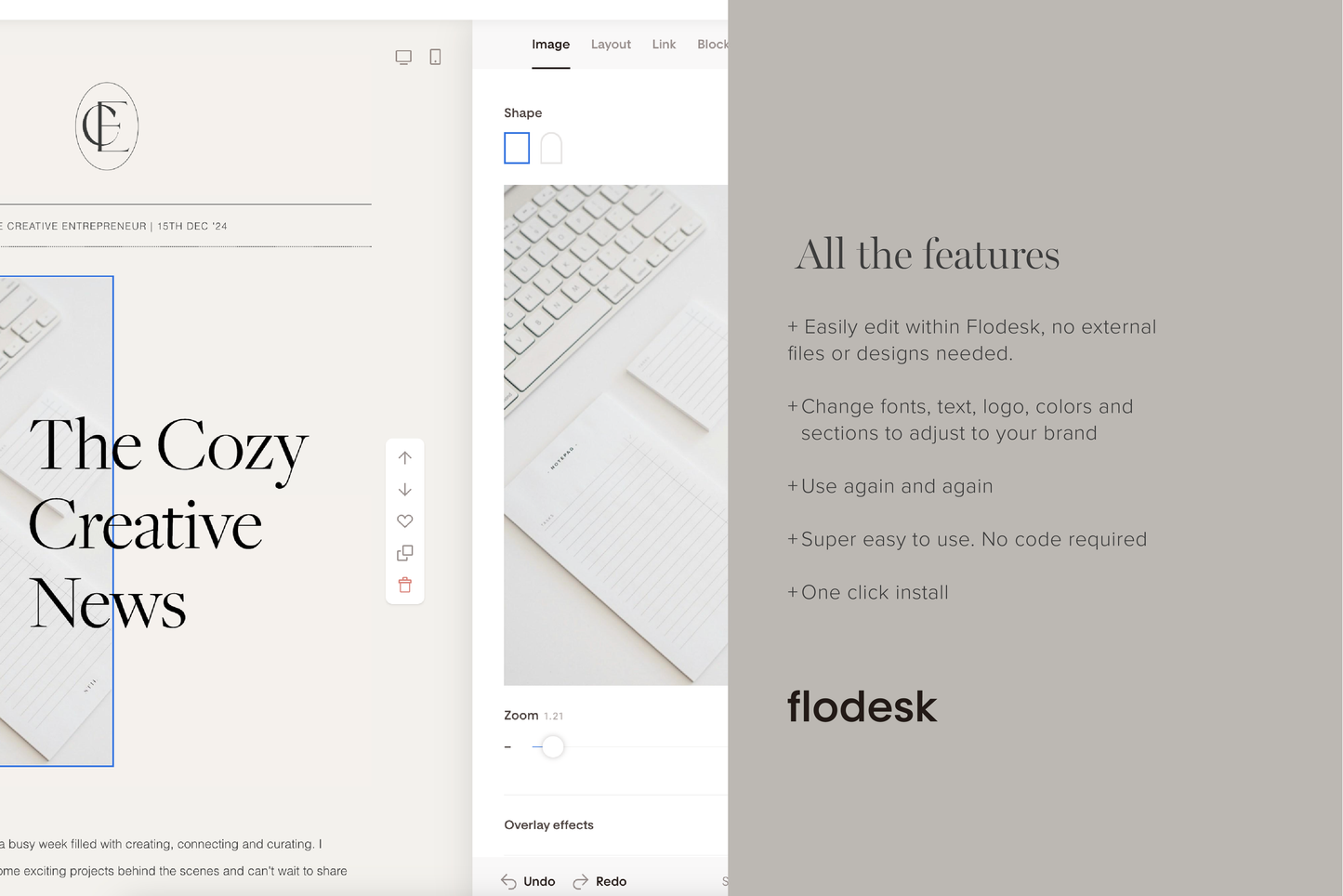 Flodesk Email Newsletter Template | Weekly News Email Marketing for Small Business, Coach, Blogger (Digital Download)