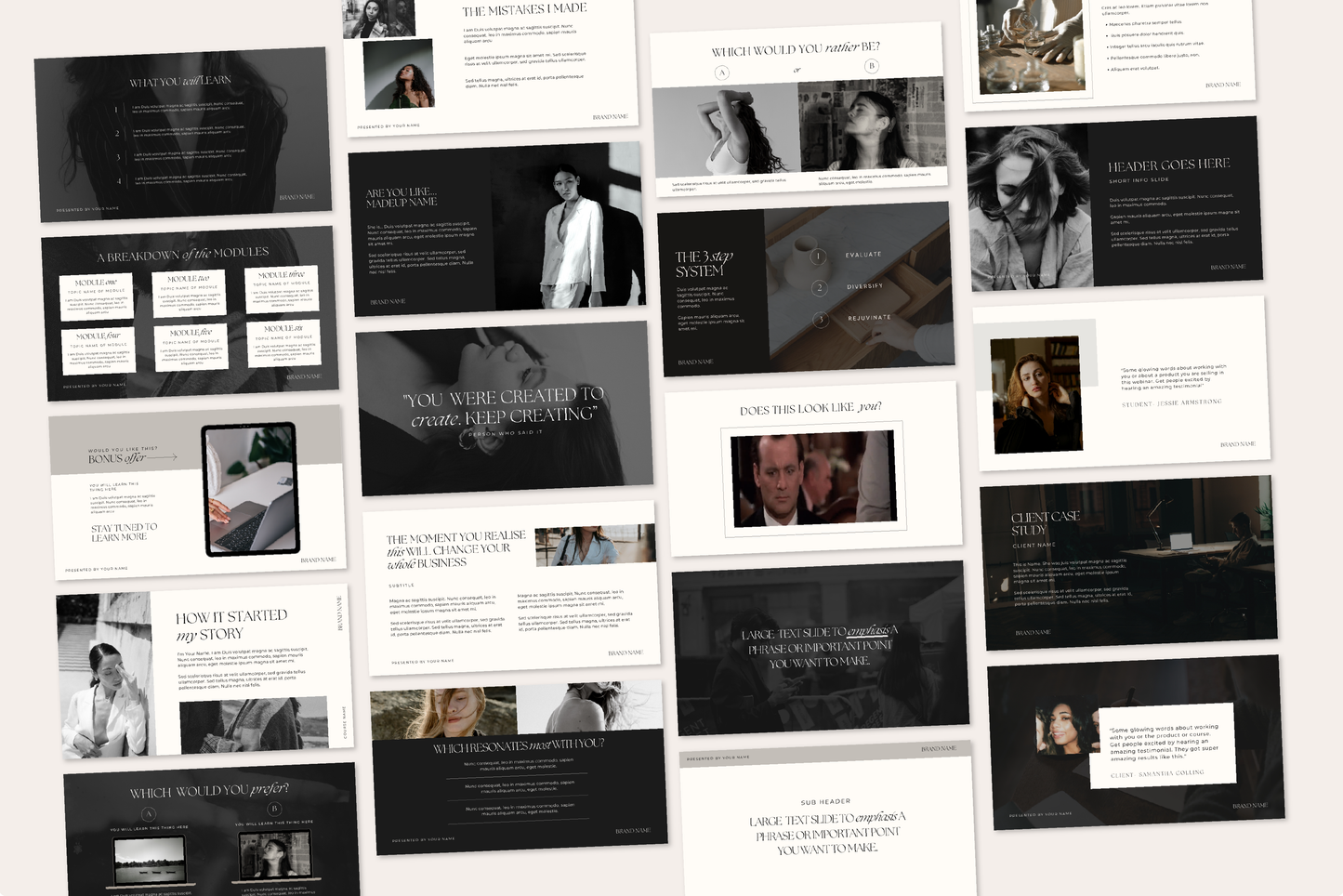 Luxury Webinar, Masterclass Course Presentation Slide Deck | 100 Slides Canva Keynote Powerpoint, online course, workshop, course creator (Digital Download)