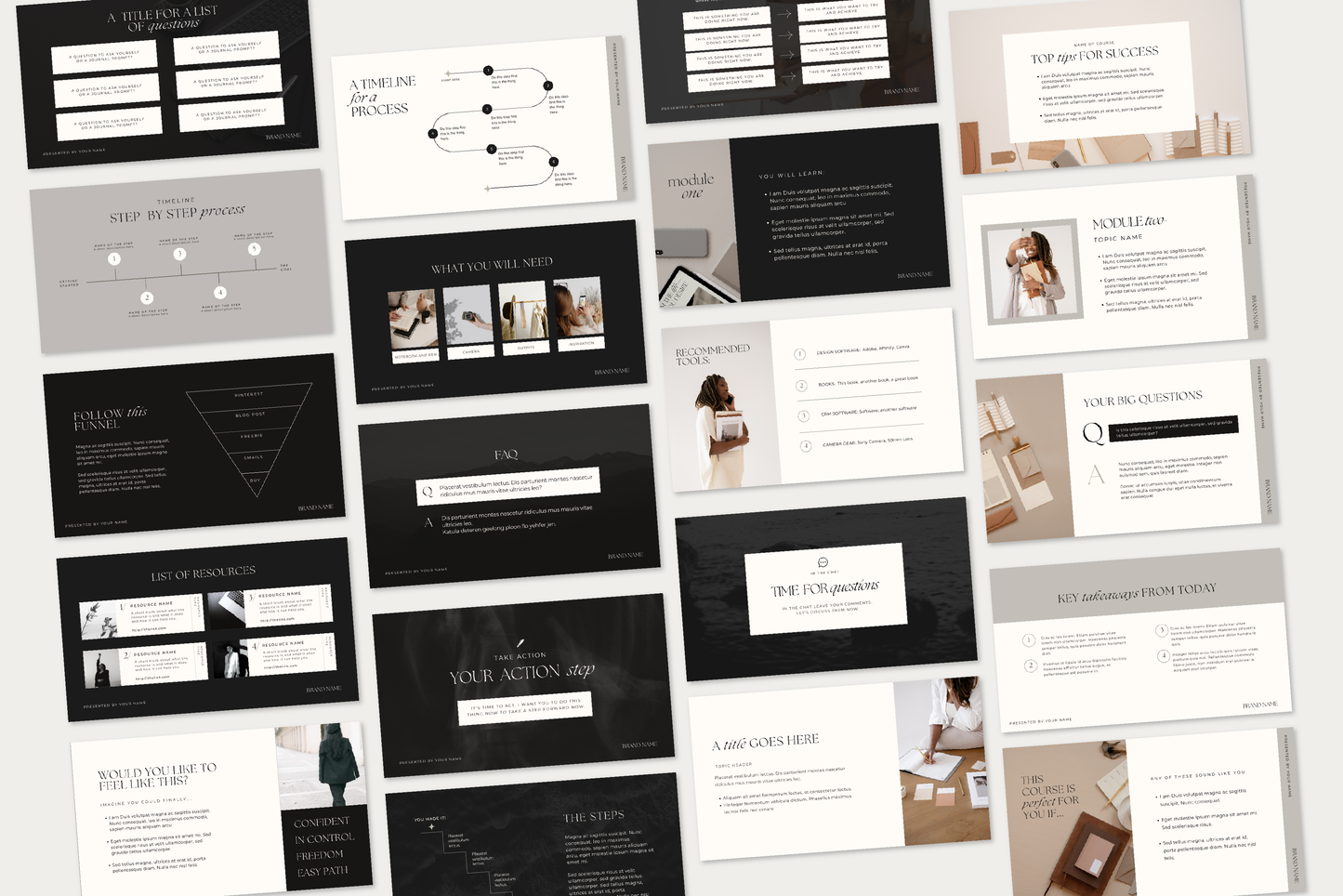 Luxury Webinar, Masterclass Course Presentation Slide Deck | 100 Slides Canva Keynote Powerpoint, online course, workshop, course creator (Digital Download)
