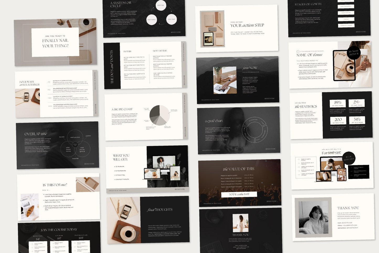 Luxury Webinar, Masterclass Course Presentation Slide Deck | 100 Slides Canva Keynote Powerpoint, online course, workshop, course creator (Digital Download)