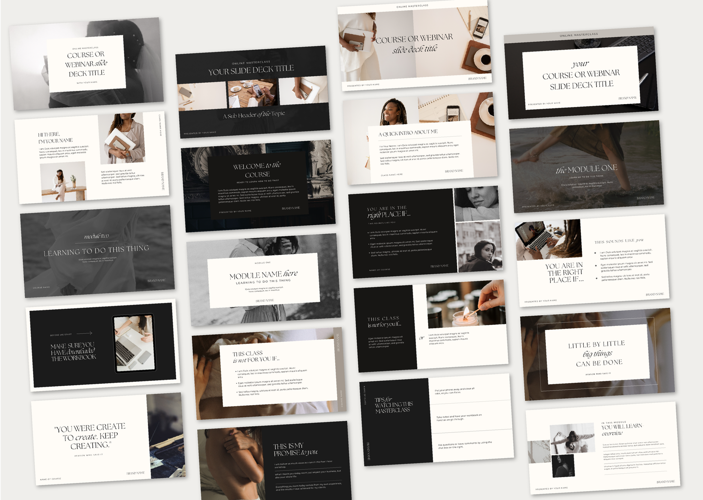 Luxury Webinar, Masterclass Course Presentation Slide Deck | 100 Slides Canva Keynote Powerpoint, online course, workshop, course creator (Digital Download)