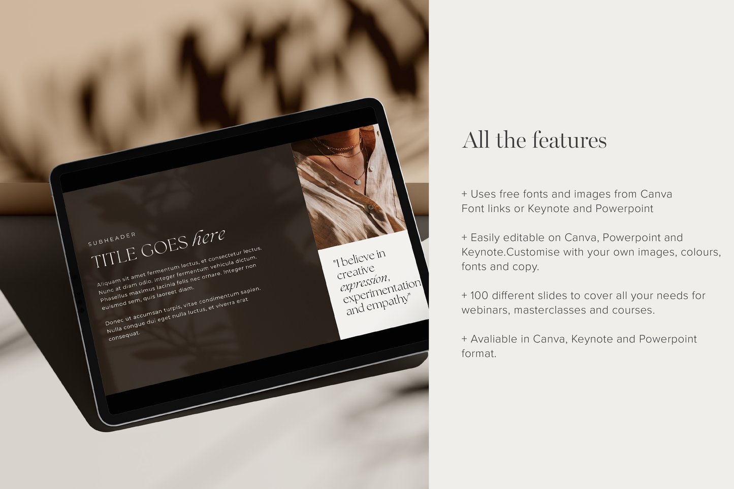 Luxury Webinar, Masterclass Course Presentation Slide Deck | 100 Slides Canva Keynote Powerpoint, online course, workshop, course creator (Digital Download)