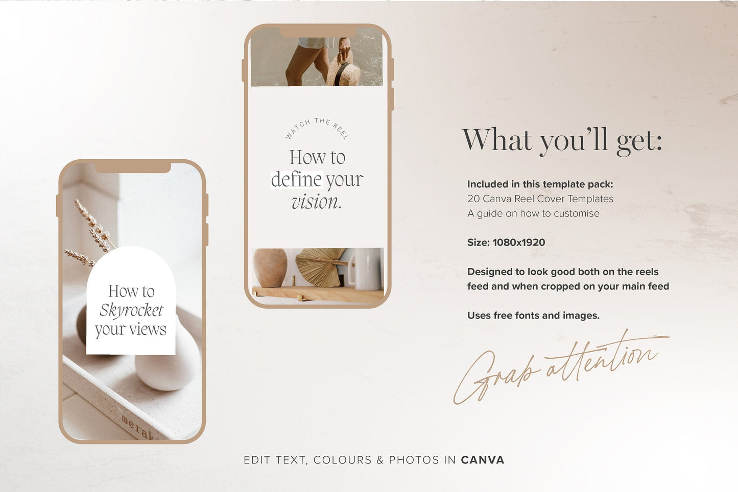 Instagram Reel Cover Templates for Canva (Digital Download)
