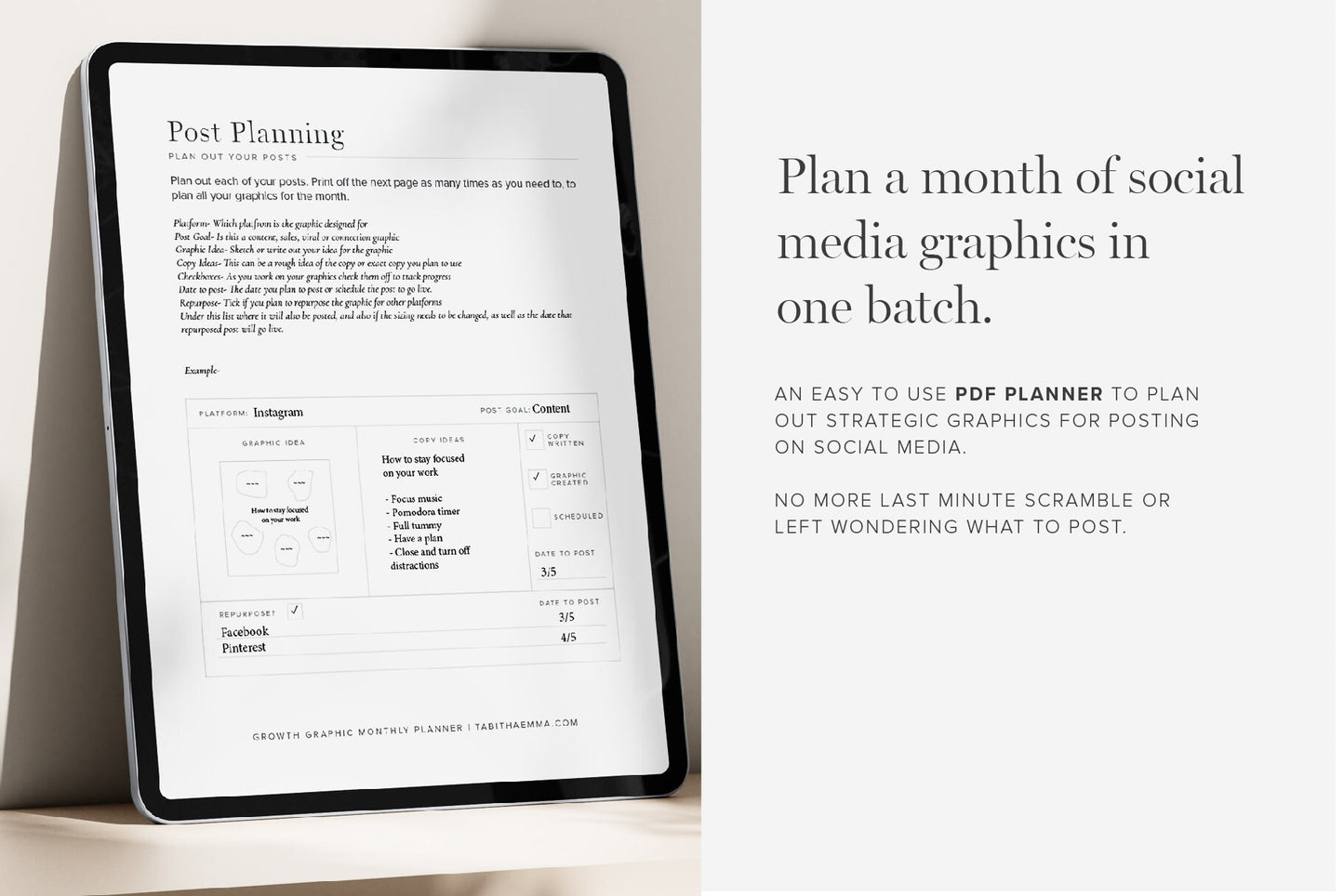 Social Media Graphics Monthly Planner PDF (Digital Download)