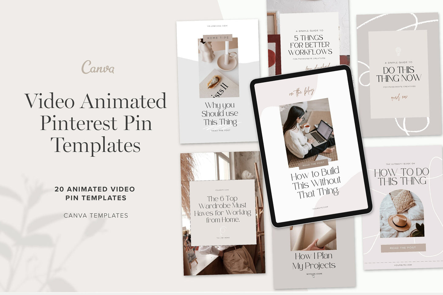 Video animated Pinterest pin Canva templates for small business