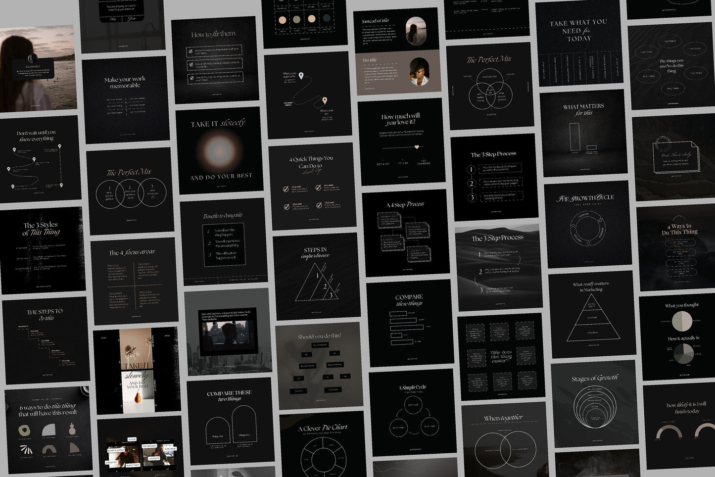 Instagram Shareable Canva Templates 200 Dark Black Luxury Feed and Stories Graphics (Digital Download)