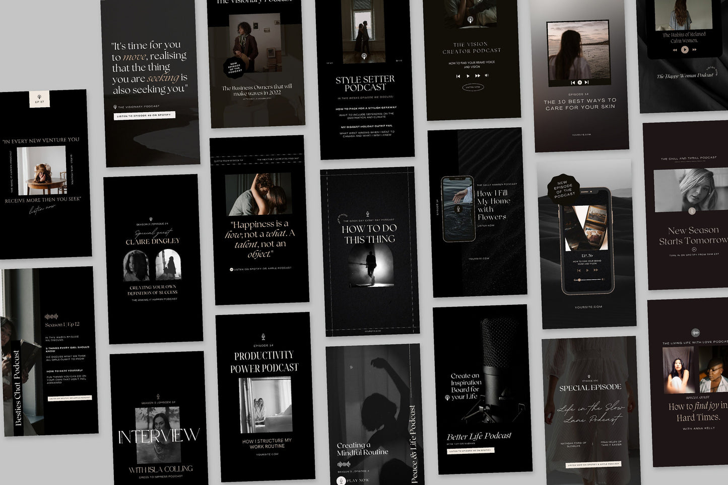 Instagram Dark Luxury Podcast Promotion Templates for Canva (Digital Download)
