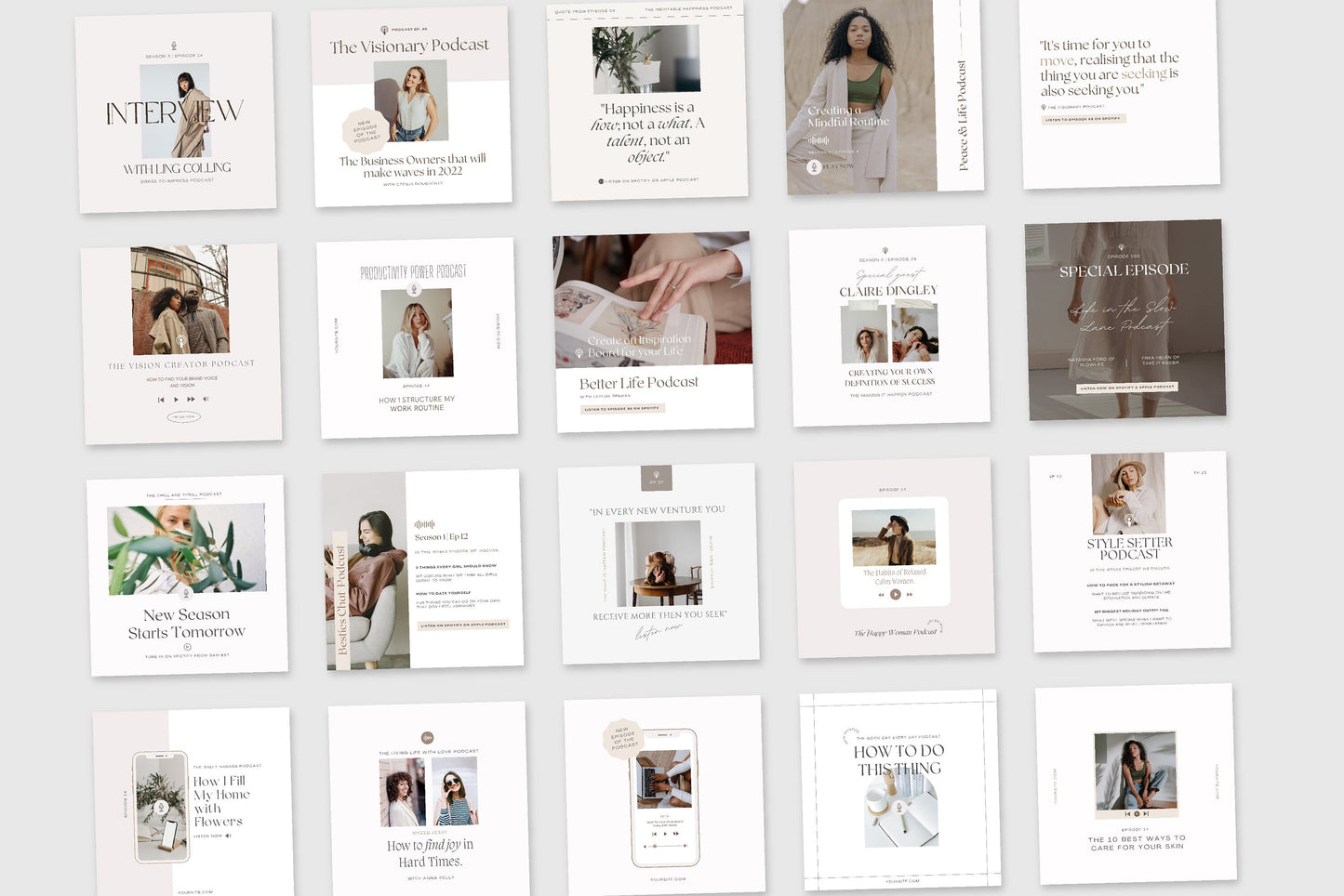 Instagram Podcast Promotion Templates for Canva (Digital Download)