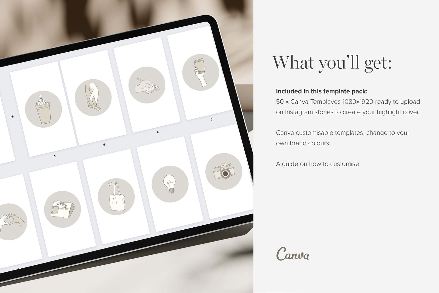 Instagram Story Highlight Covers Customisable Icon Set for Creative Business Unique Illustrations (Digital Download)