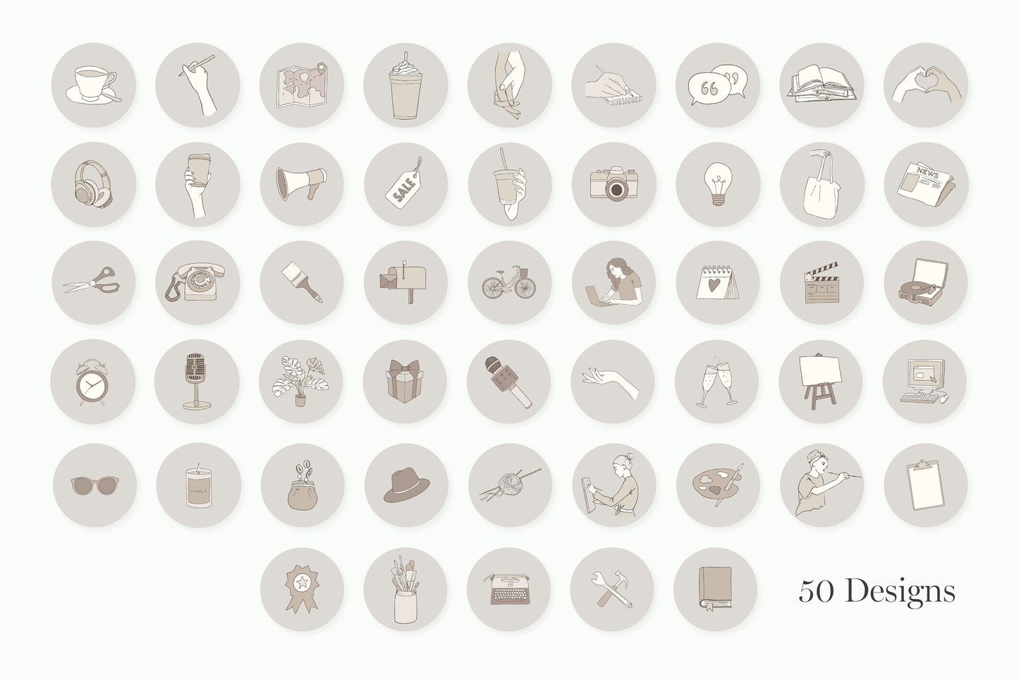 Instagram Story Highlight Covers Customisable Icon Set for Creative Business Unique Illustrations (Digital Download)