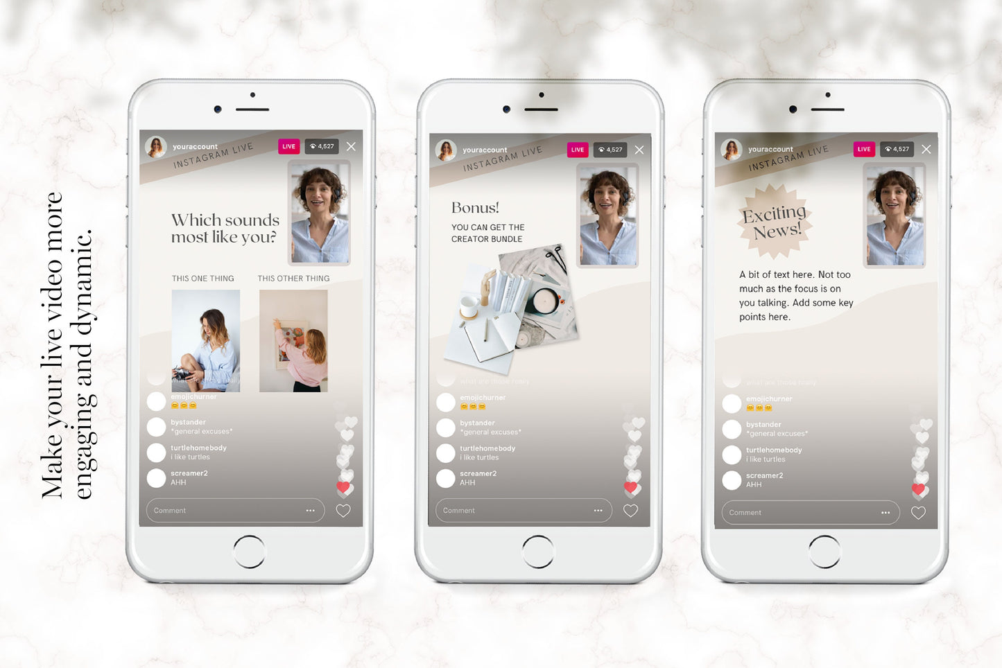 Instagram Live Presentation Slides Templates for Canva (Digital Download)