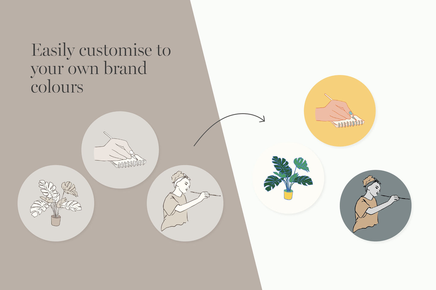 Instagram Story Highlight Covers Customisable Icon Set for Creative Business Unique Illustrations (Digital Download)