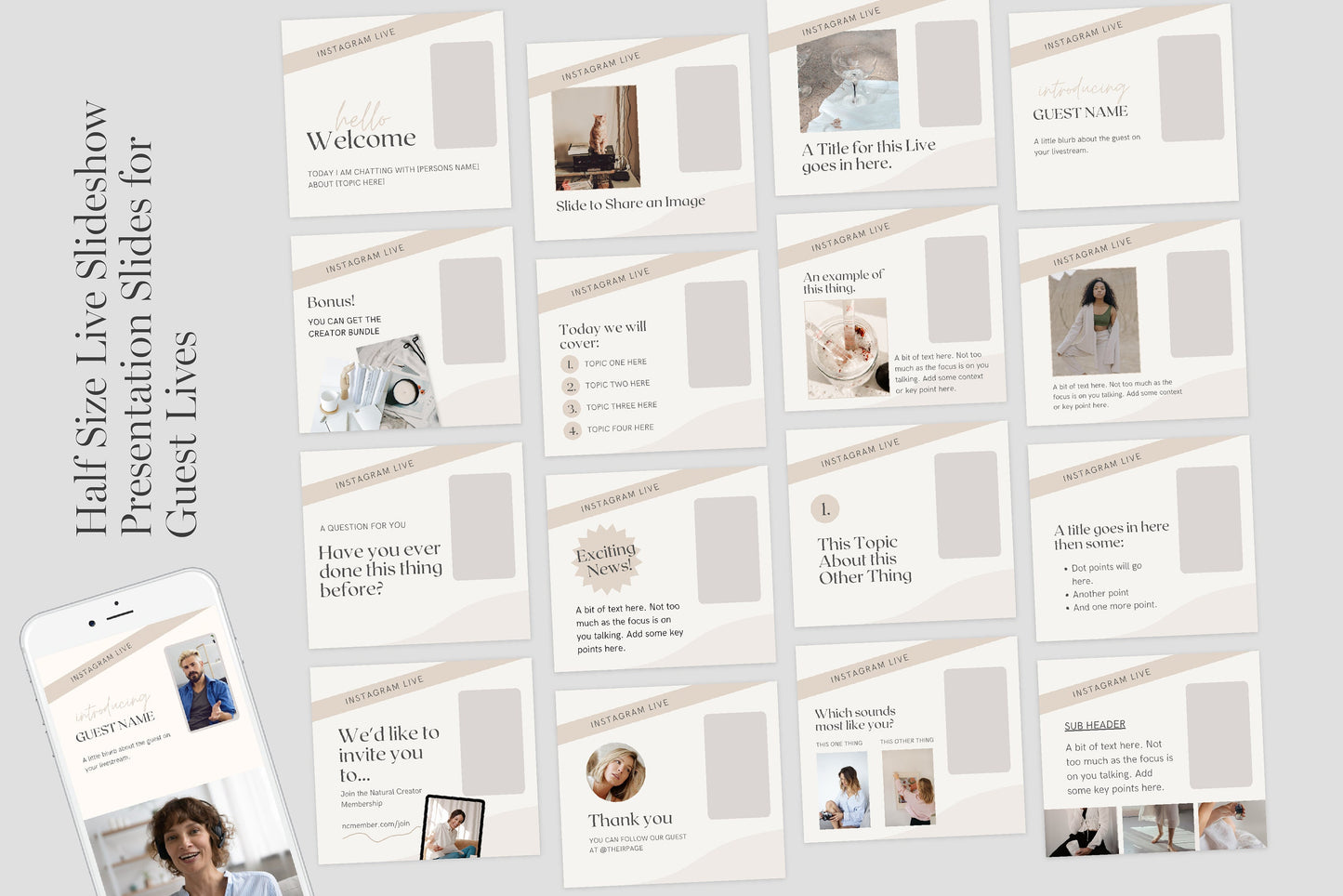 Instagram Live Presentation Slides Templates for Canva (Digital Download)