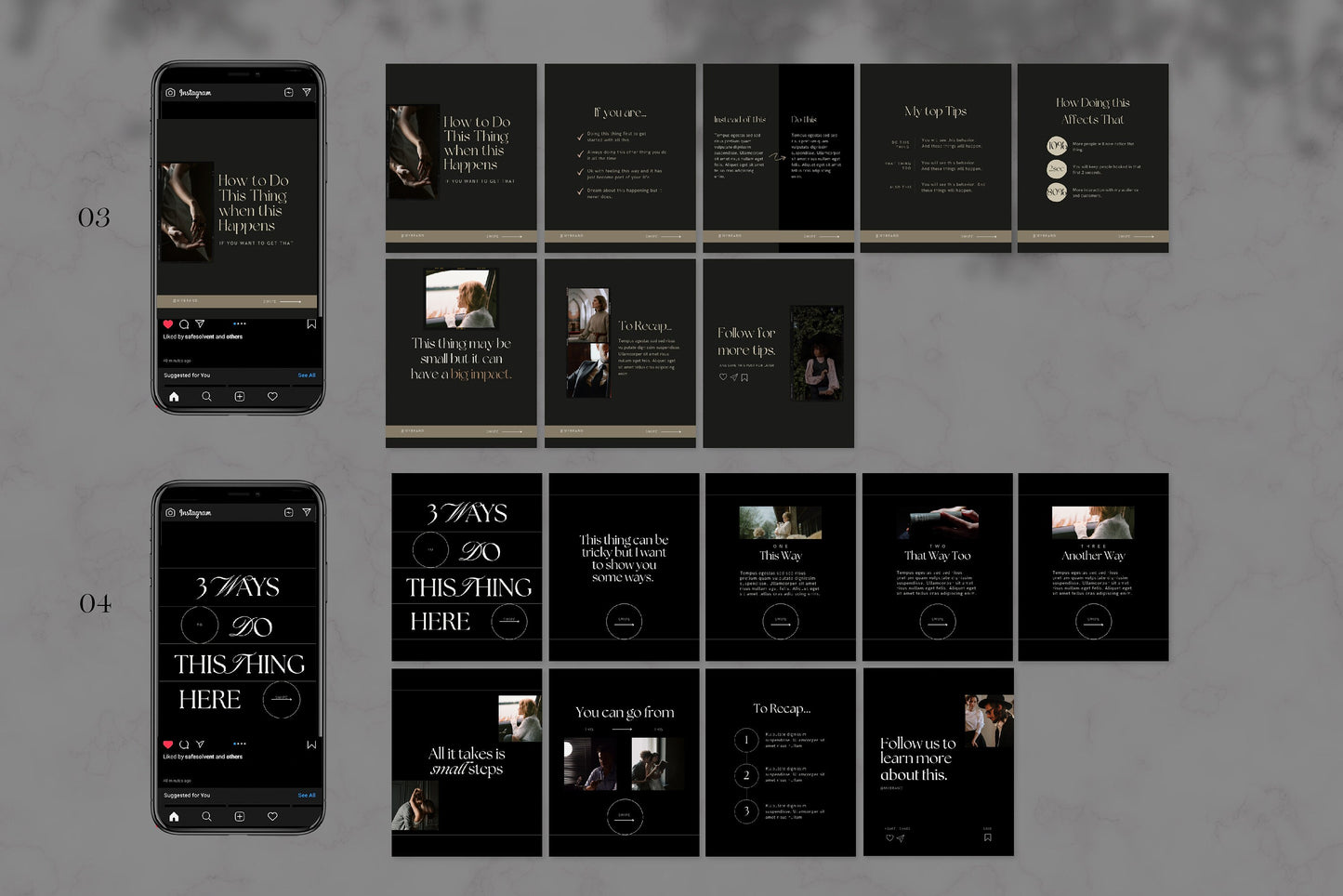 Instagram Carousel Dark Luxury Coach Templates for Canva (Digital Download)