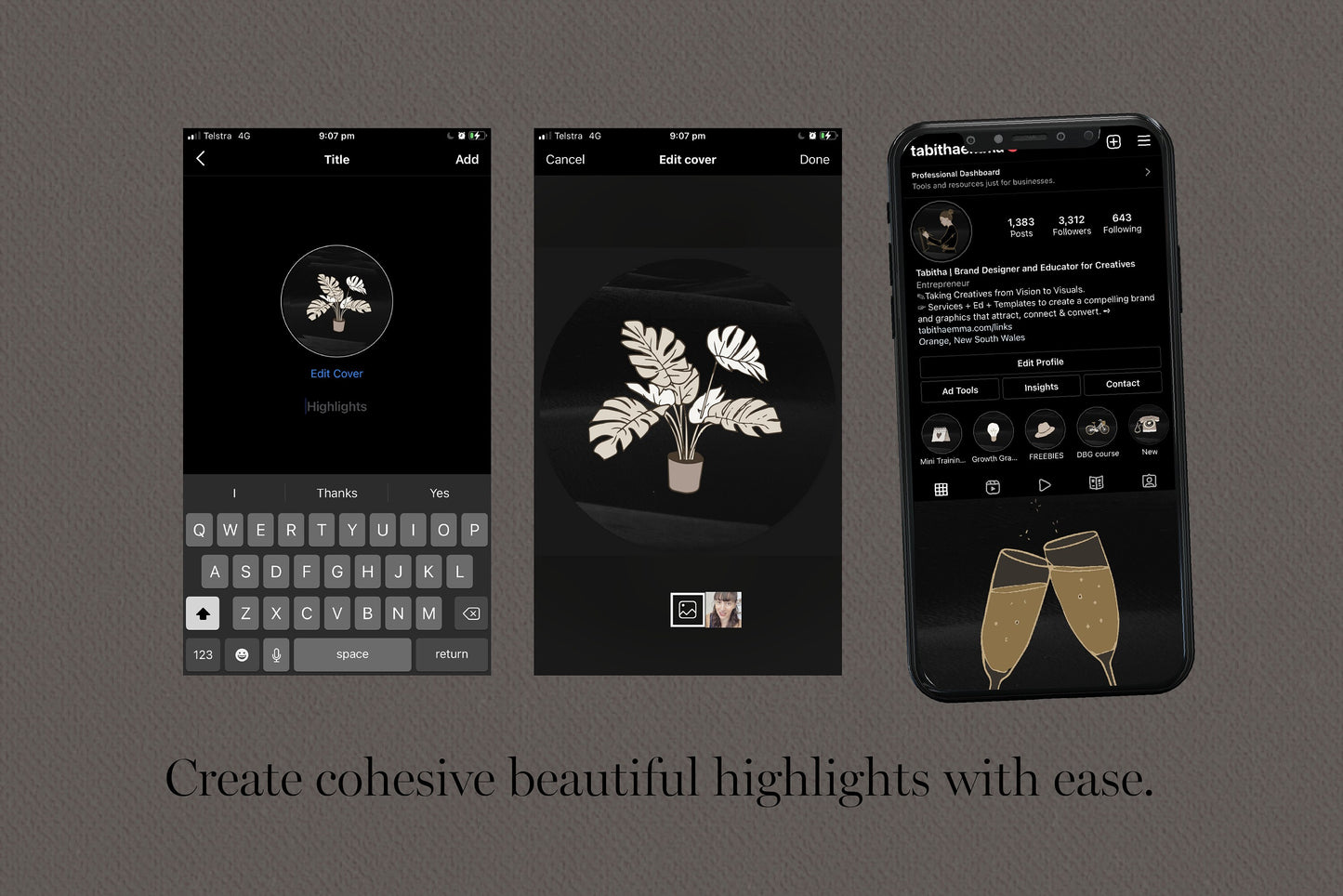 Dark Mode Instagram Story Highlight Covers Customisable Icon Set (Digital Download)
