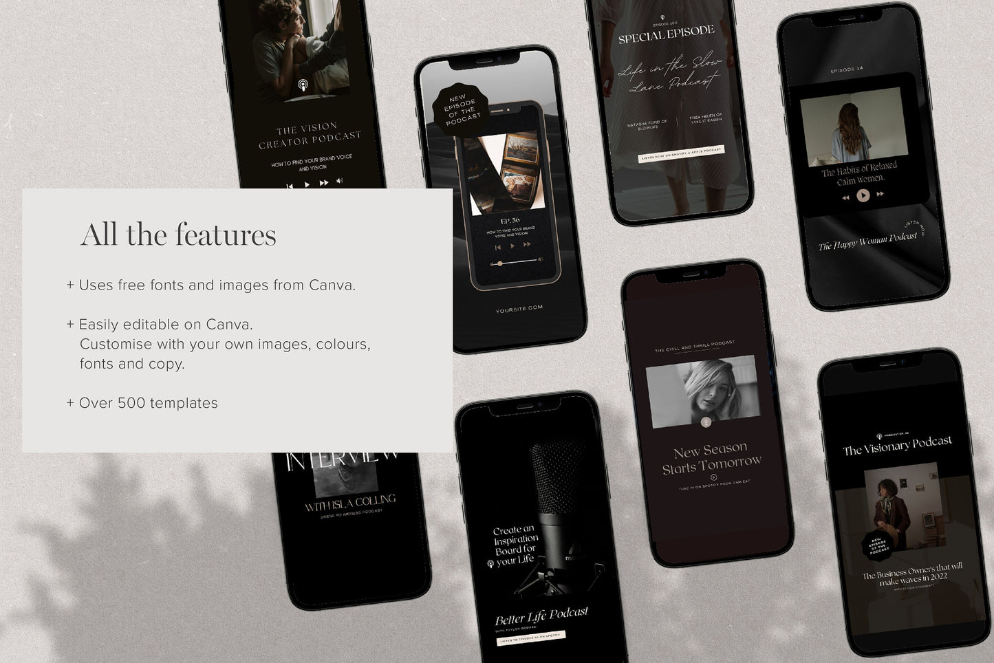 Instagram Canva Templates Bundle Luxury Dark Mode (Digital Download)
