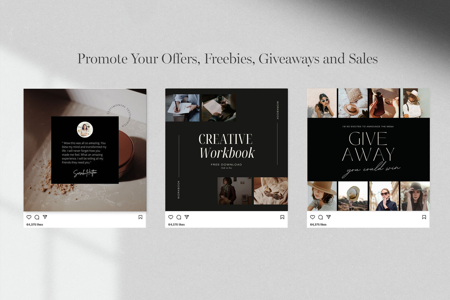 Dark Mode Instagram Promotional Canva Templates 100 Luxury Feed and Stories Graphics (Digital Download)