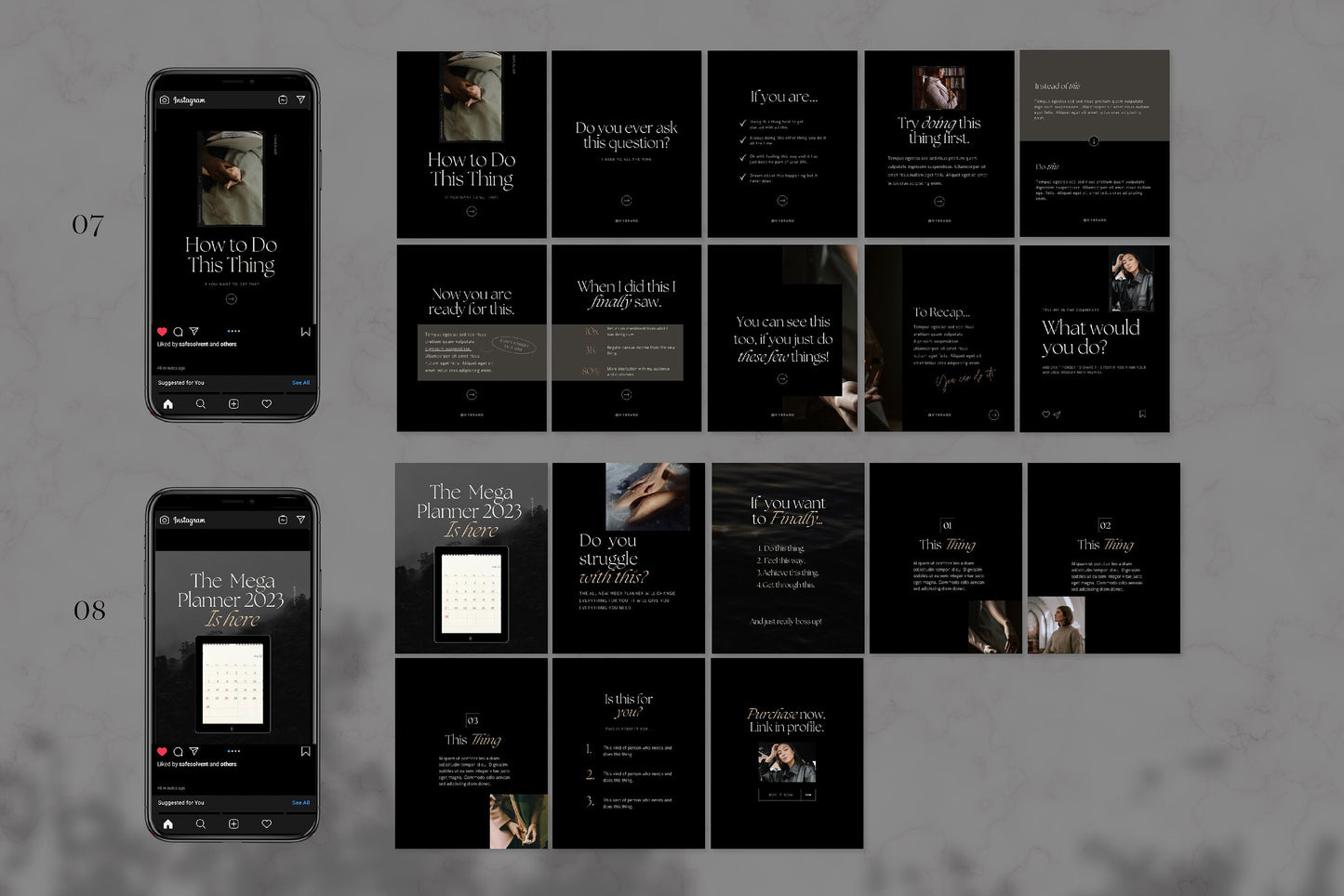 Instagram Carousel Dark Luxury Coach Templates for Canva (Digital Download)