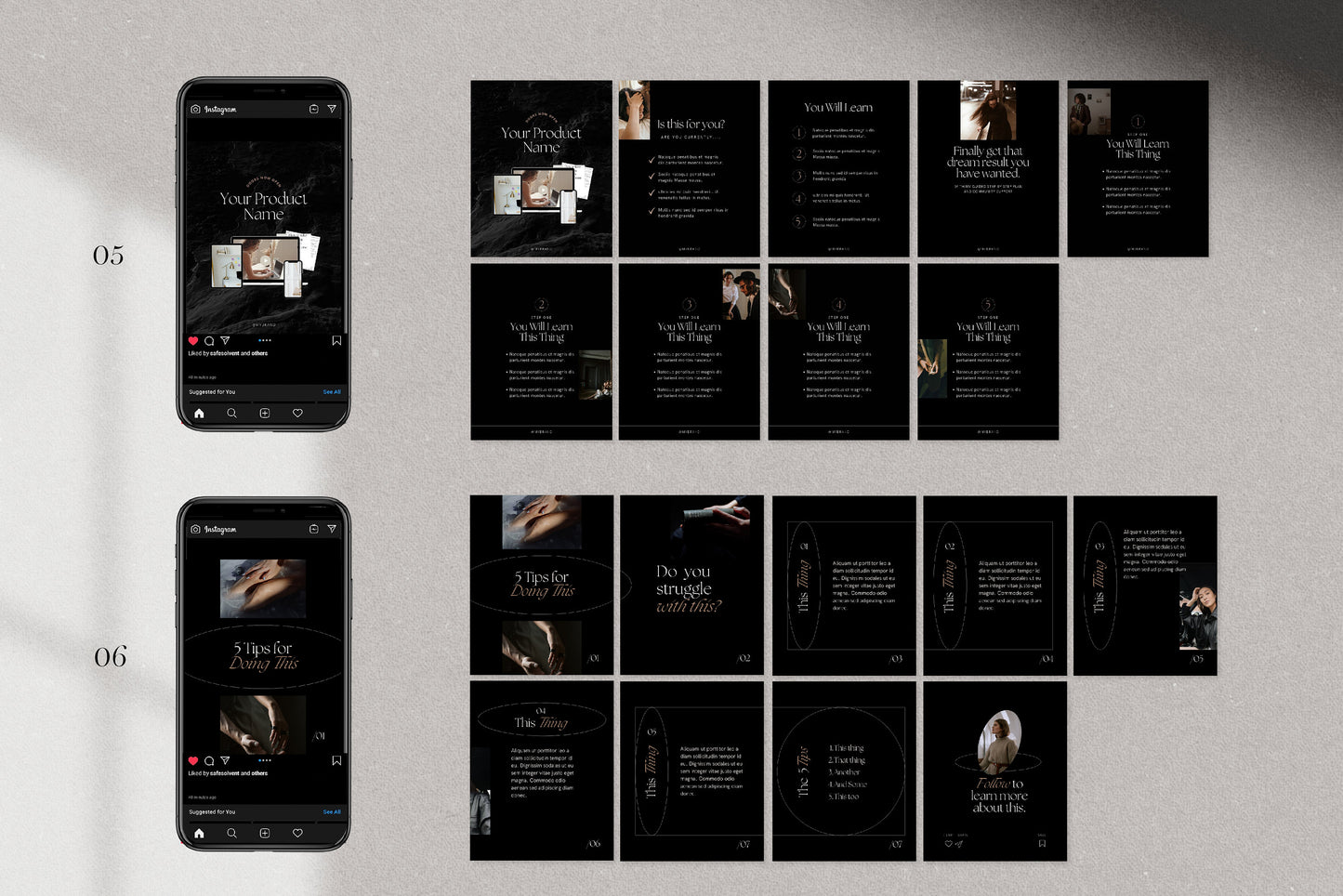 Instagram Carousel Dark Luxury Coach Templates for Canva (Digital Download)