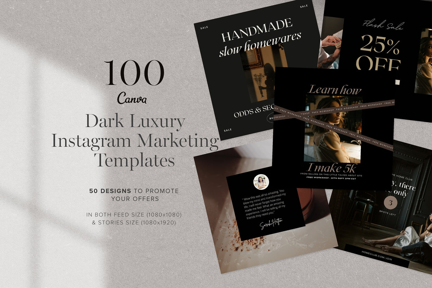 Canva Dark mode marketing templates for Instagram