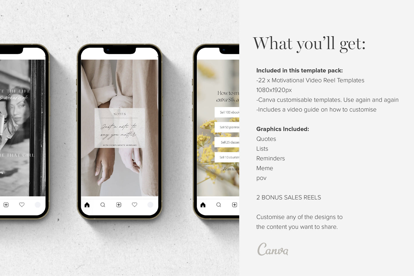 Instagram Video Reel Templates Motivational Quote Reels for Canva (Digital Download)