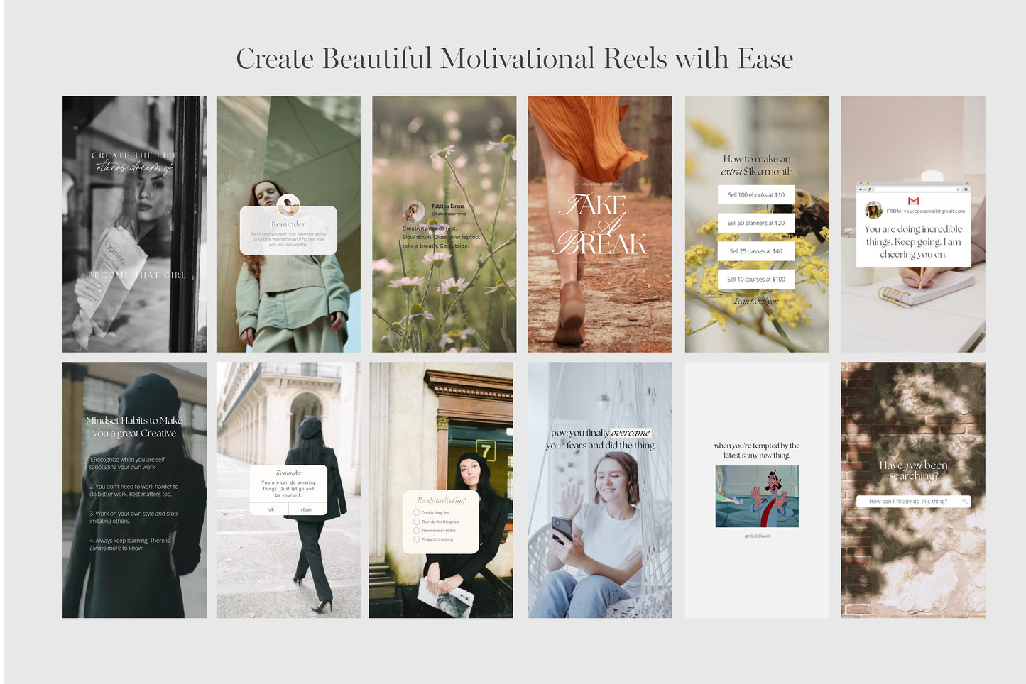 Instagram Video Reel Templates Motivational Quote Reels for Canva (Digital Download)