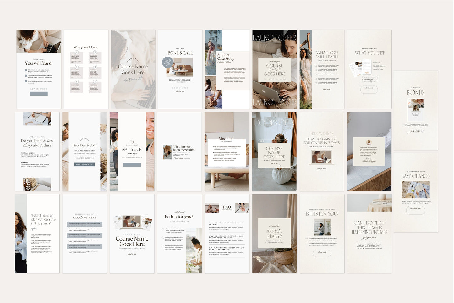 Course Launch Instagram Promotional Canva Templates (Digital Download)
