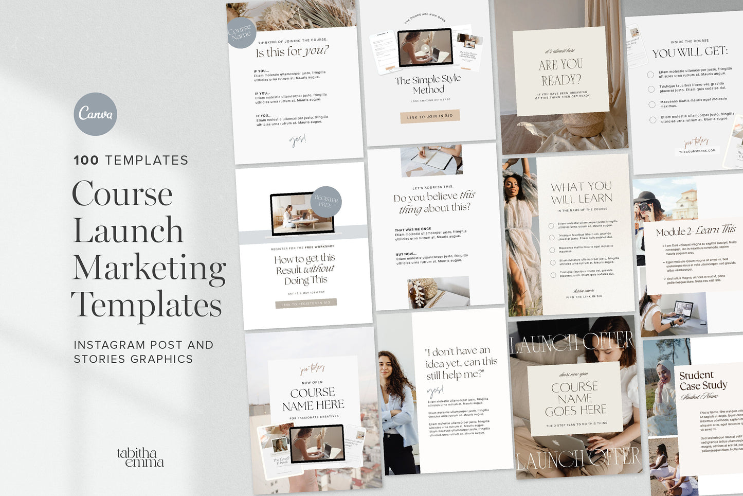 Course launch promotional canva templates