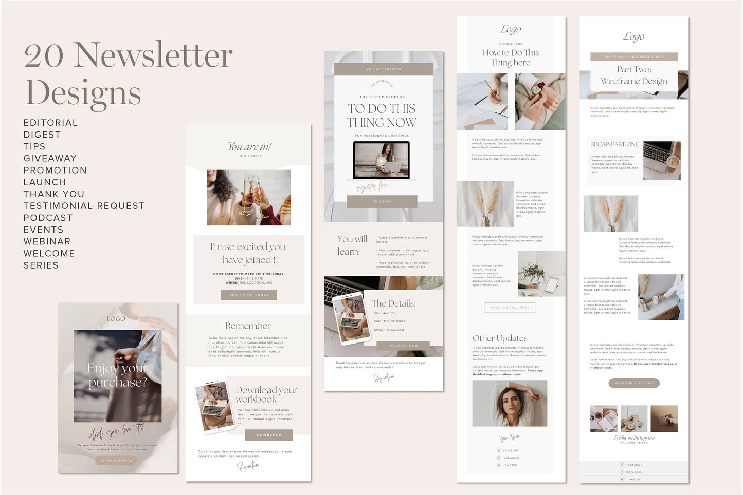 Email Marketing Newsletter Canva Templates (Digital Download)