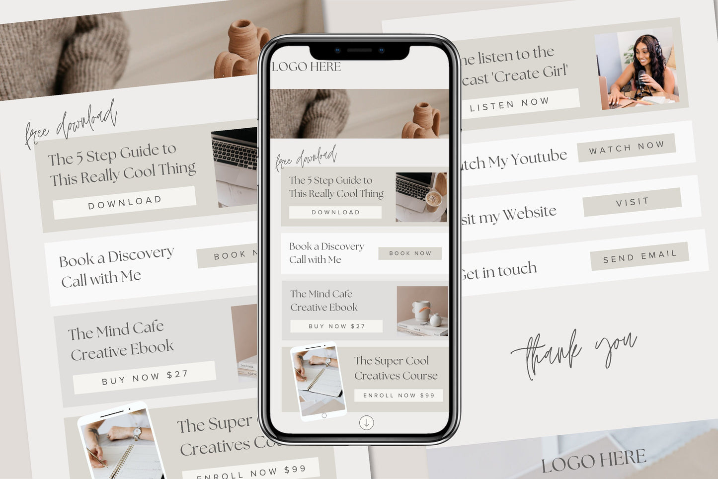 Instagram Link In Bio Editable Template Canva Website Landing Page (Digital Download)