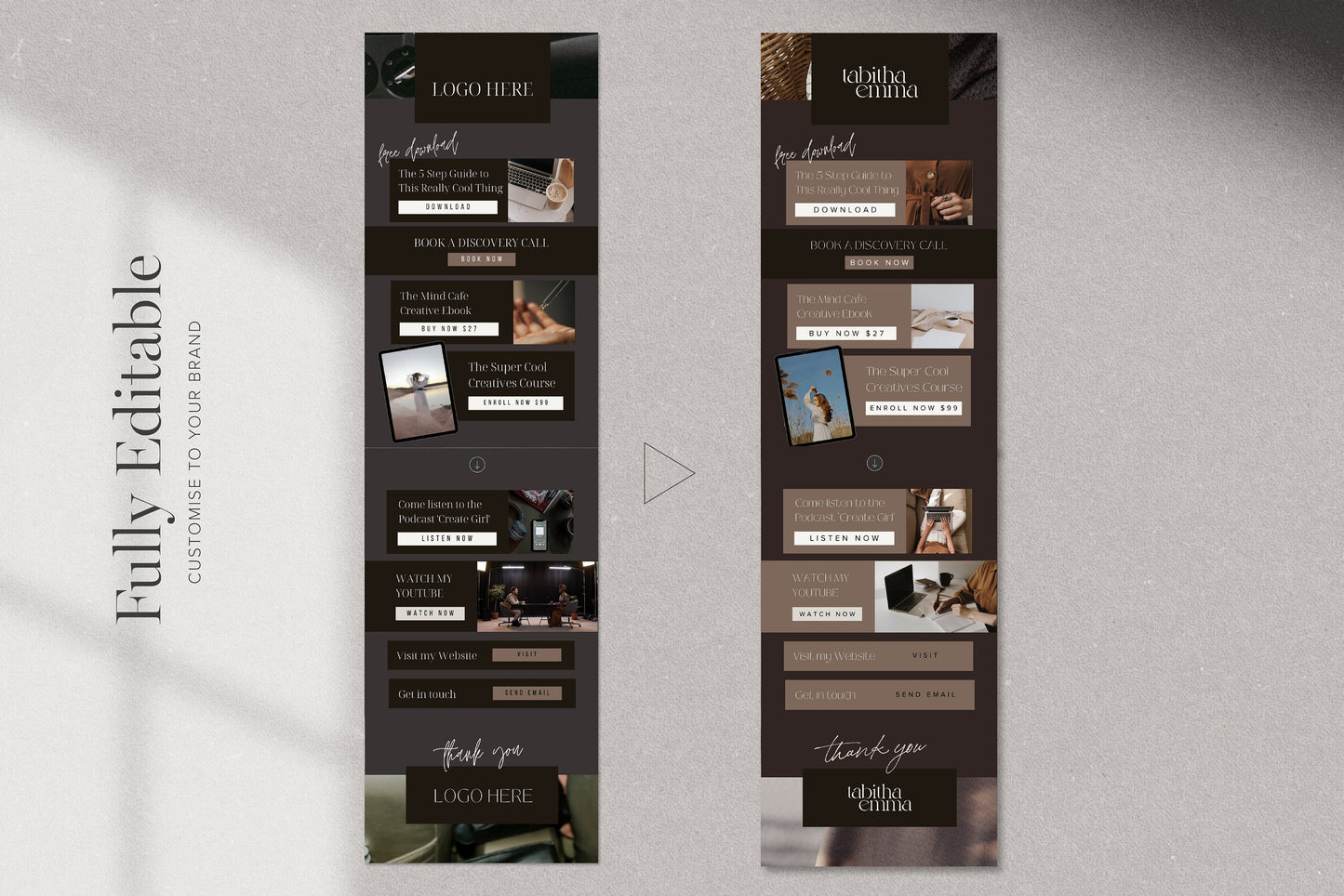 Instagram Link In Bio Template Canva Website DARK MODE (Digital Download)