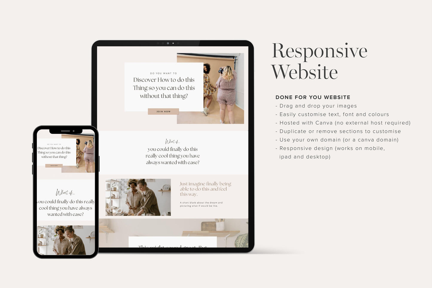 Course Sales Page Template Canva Website (Digital Download)