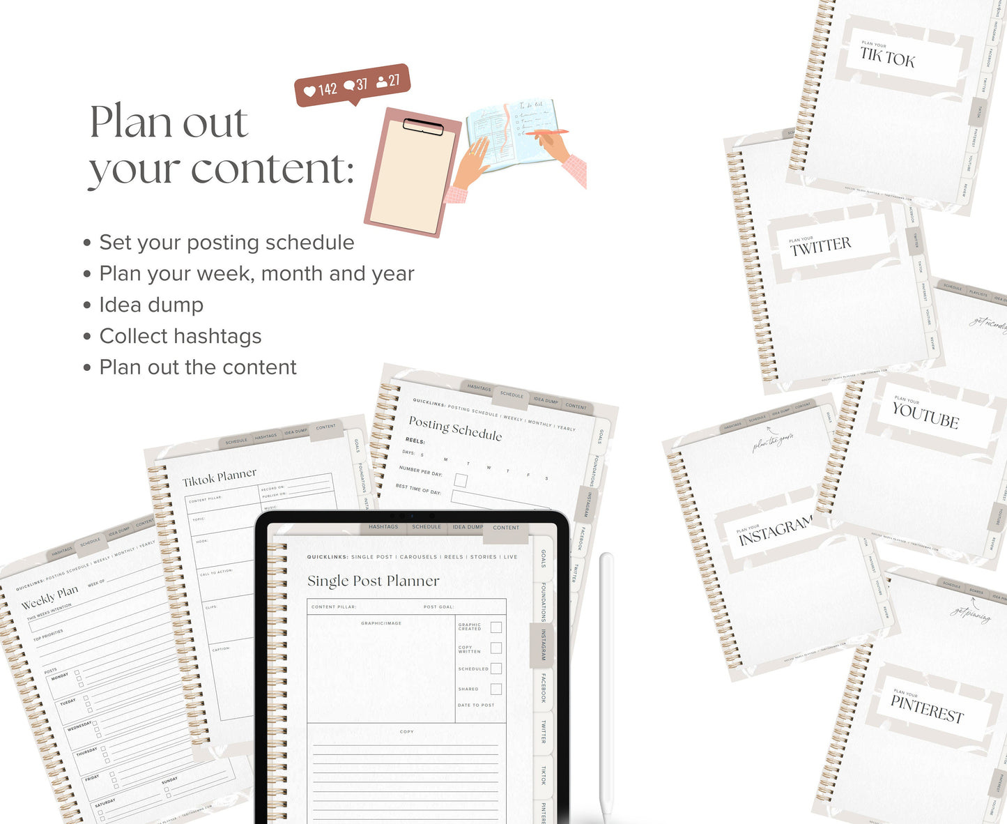 Social Media Digital Goal Planner for Business Owner PDF - Goodnotes Noteshelf and Notability (Digital Download)
